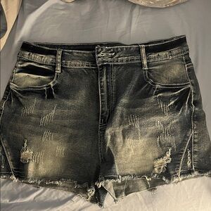 SHEIN Faded Black Jean Shorts